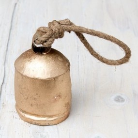 ドアチャイムなどへ！手作りのやさしい音色 インドの銅製カウベル-【6.5cm*10cm】