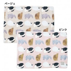 【ひざ掛け】ネコダラケ ボア付きデジプリブランケット ねこ